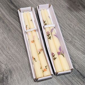 2 Sets of Ivory Handpainted Candle Stix NEW